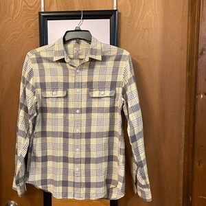 J. Crew Beige and Gray Plaid Men's Shirt